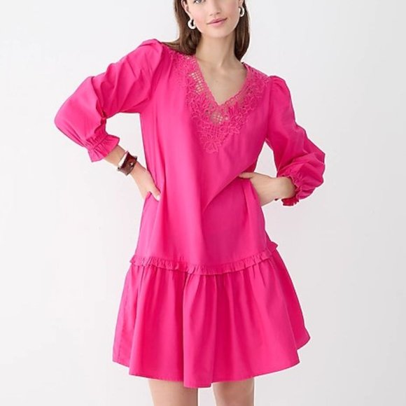 J. Crew V-neck mini dress with eyelet trim XL - Picture 2 of 8